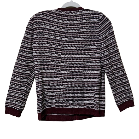 St. John Sport wool blend knit striped v-neck zipper front cardigan Small - Picture 2 of 8